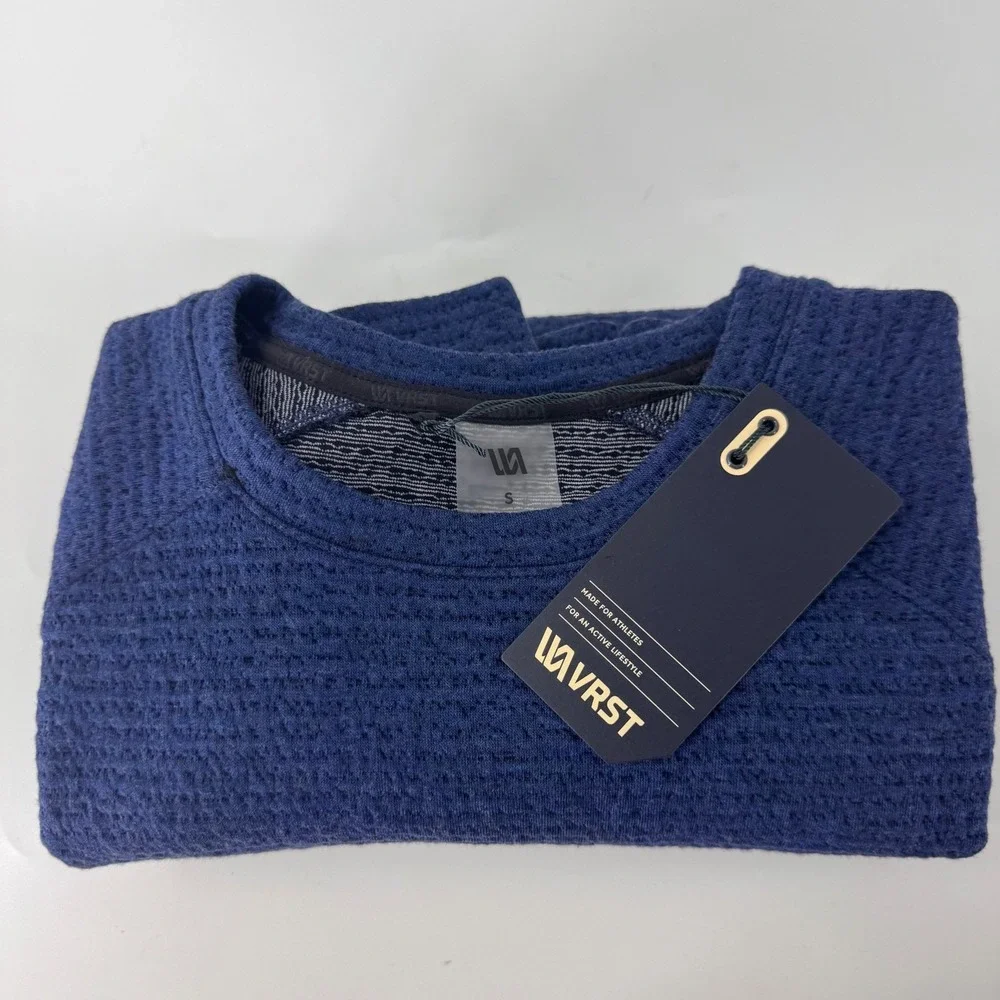VRST Mens Recharge Lunar Crew Neck Sweatshirt Dark Navy MAX233106 Textured Small
